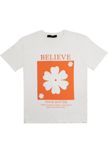 Kız Çocuk Beyaz Tshirt Baskılı- Soft