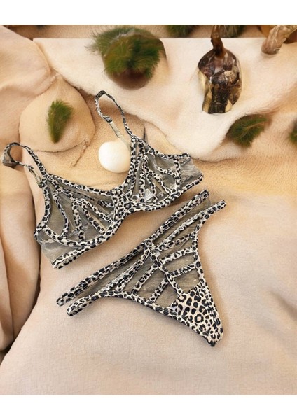 Leopar Desen Tüllü Brode Set 165