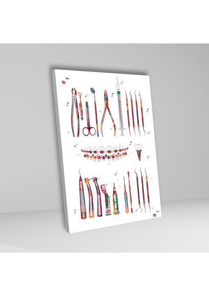 Tekli Dikey Kanvas Diş Poliklinik Tablosu Diş Aletleri Seti fiyatları