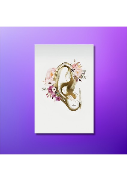 Tekli Dikey Kanvas Kbb Poliklinik Tablosu Çiçekli Dış Kulak modelleri