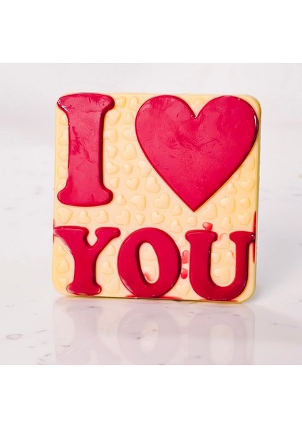 I Love You Yazılı Fildişi Tablet Çikolata