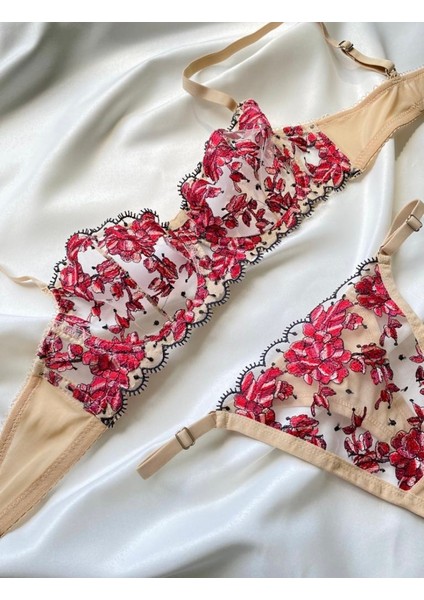 Thrill Bra Blandet Krem Çiçekli Balenli Sütyen Bralet Külot Takım Henüz Yorum Yazılm