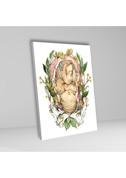 Tekli Dikey Kanvas Tüp Bebek Poliklinik Tablosu Çiçekli Bebek fiyatları