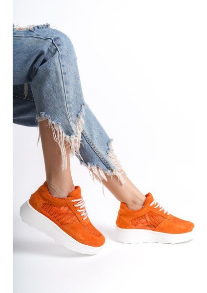 Kadın Kalın Taban File Detaylı Bağcıklı Rahat Spor Ayakkabı Sneaker fiyatları