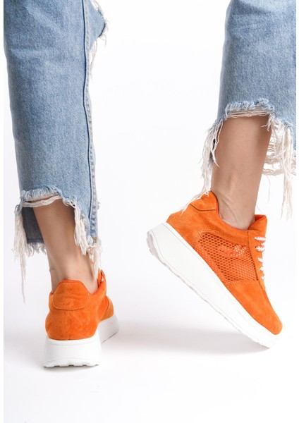 Kadın Kalın Taban File Detaylı Bağcıklı Rahat Spor Ayakkabı Sneaker fırsatları