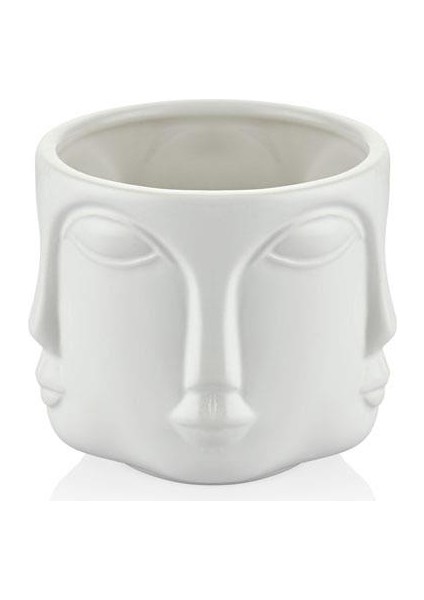 Havelka Suratlı Parlak Beyaz Dekoratıf Buyuk Boy 11.5X11.5X10.5 cm (36