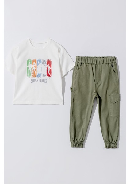 Süper Herores Kargo Cepli Erkek çocuk takım - Beyaz