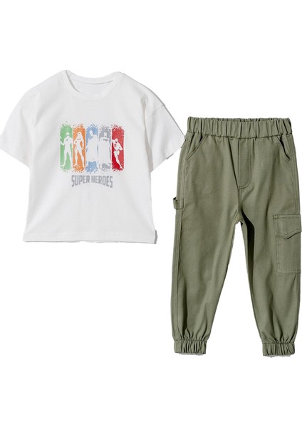 Süper Herores Kargo Cepli Erkek çocuk takım - Beyaz fiyatları