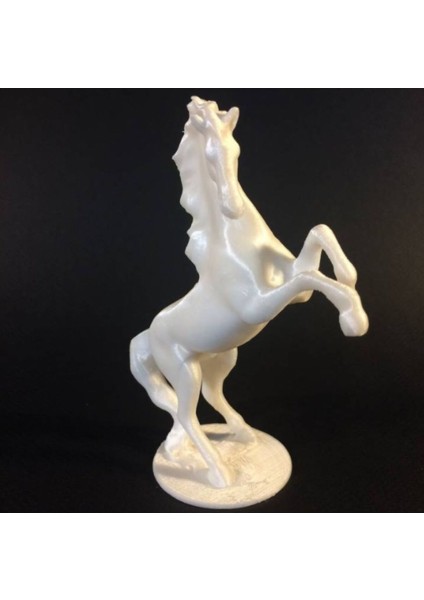 At Heykeli Figürü - Beyaz - Sert Plastik - ( 18 Cm )