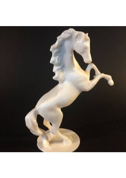 At Heykeli Figürü - Beyaz - Sert Plastik - ( 18 Cm )