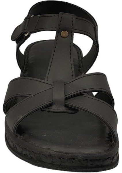 242252Z Ortopedik Comfort Taban Cırtlı Kadın Sandalet Ayakkabı