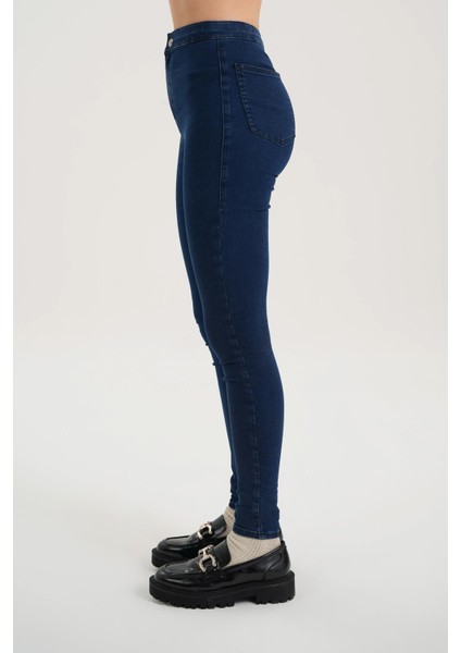 Janie Yüksek Bel Koyu Mavi Cepsiz Jegging Jean Pantolon C 4520-044 modelleri