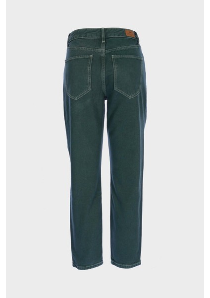 Ariana Koyu Yeşil Yüksek Bel Fermuarlı Mom Fit Jean Pantolon C 4525-123 fiyatları