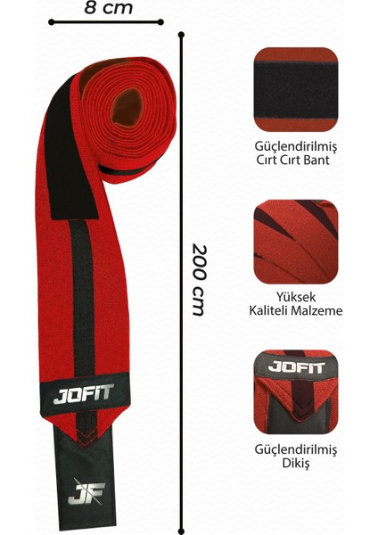 Knee Wraps / Diz Bandajı - 2'li Paket - Kırmızı-Siyah