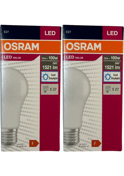13W (100W) 6500K (Beyaz Işık) E27 Duylu LED Ampul (2 Adet)