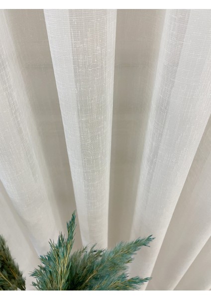 Ekru Renk Keten Görünümlü 1/3 Sık Pile Tül Perde fiyatları