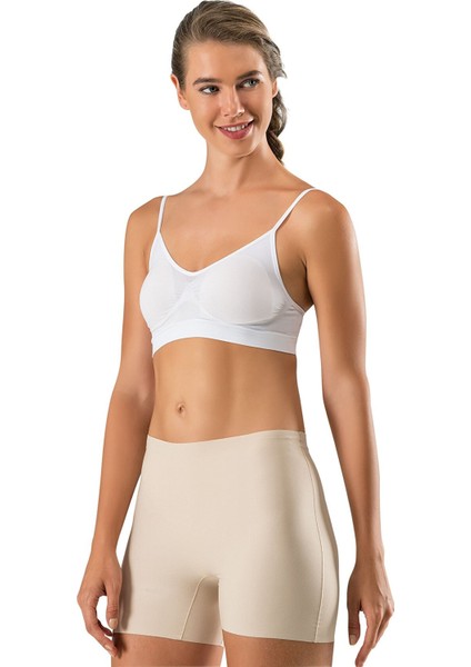 Dikişsiz Iz Yapmaz Lazer Seamless Kadın Toparlayıcı Kısa Paçalı Boxer Korse Ten