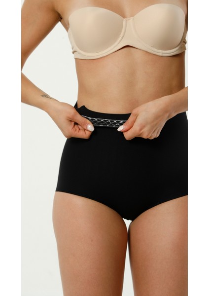 Yüksek Bel Iz Yapmaz Görünmez Ekstra Toparlayıcı Silikonlu Kadın Bel Slip Külot Korse Siyah fiyatları