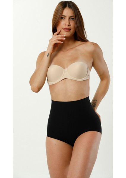 Yüksek Bel Iz Yapmaz Görünmez Ekstra Toparlayıcı Silikonlu Kadın Bel Slip Külot Korse Siyah fırsatları