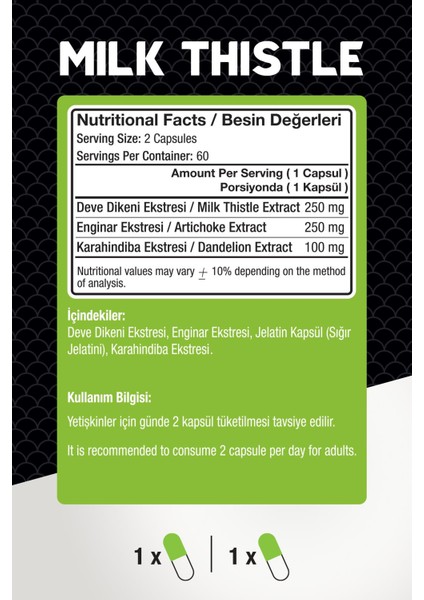 Milk Thistle Complex 60 Kapsül - Deve Dikeni,Enginar,Karahindiba Kompleks