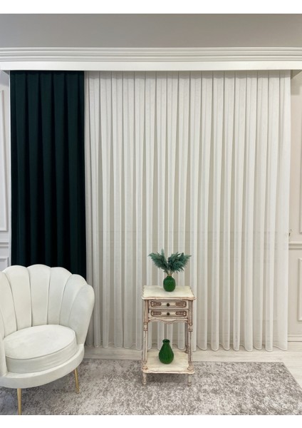 Ekru Renk Keten Görünümlü 1/3 Sık Pile Tül Perde fırsatları