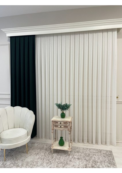 Ekru Renk Keten Görünümlü 1/3 Sık Pile Tül Perde indirimleri