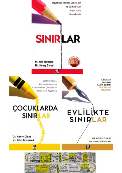 Sınırlar - Çocuklarda Sınırlar - Evlilikte Sınırlar - Henry Cloud 3'lü Set + Matematik Öğreten Cetvel