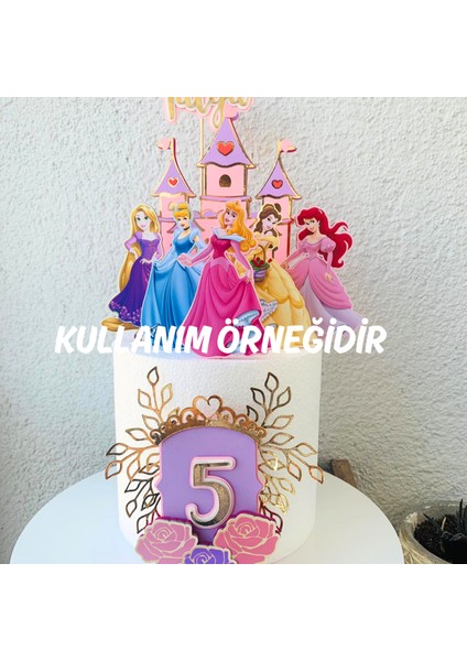 Prenses Şato Temalı Kişiye Özel Kız Çocuk Doğum Günü Pasta Süsü Seti fiyatları