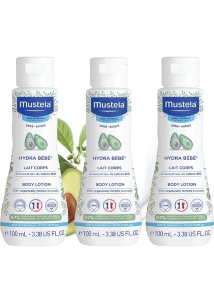 Hydra Bebe Vücut Losyonu 100 ml Mustela 3 Adet Çanta Boy