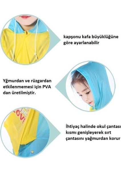 Çocuklar Için Okul Yağmurluğu Çanta Korumalı Beden Xl fiyatları
