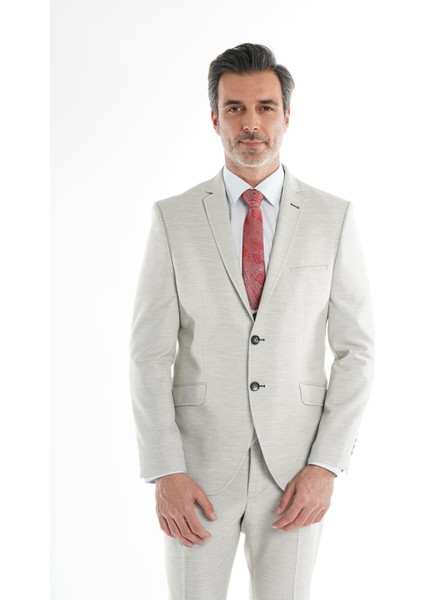 Slim Fit Yelekli Likralı Erkek Takım Elbise