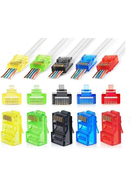 Yeni Nesil Cat6 Cat5 100 Lü Rj-45 Jack-Yeşil Renkli