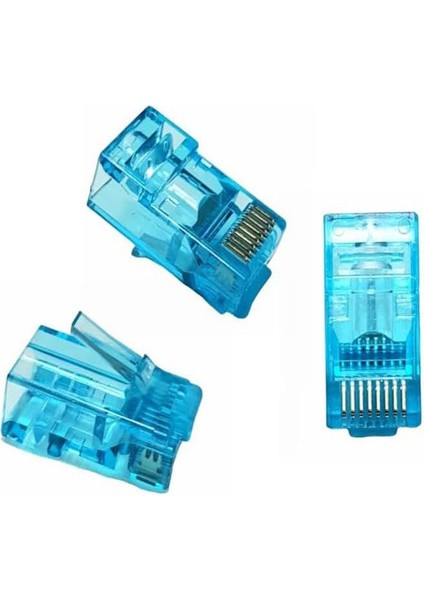 Yeni Nesil Cat6 Cat5 100 Lü Rj-45 Jack-Mavi Renkli