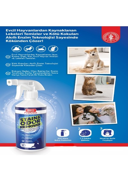 Kusma Çiş Dışkı Kan Leke Çıkarıcı Koku Giderici Köpek Spreyi 490 ml