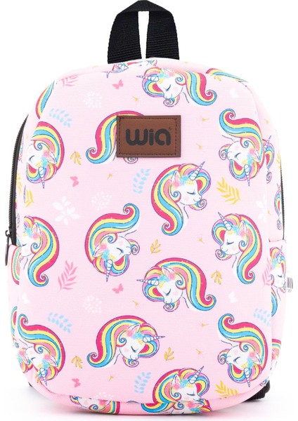 Kids Eğlenceli Pembe Unicorn Baskılı Tek Bölmeli Kreş/çocuk Çantası