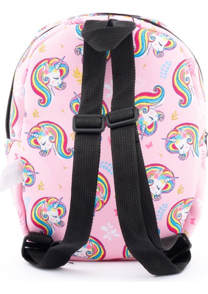 Kids Eğlenceli Pembe Unicorn Baskılı Tek Bölmeli Kreş/çocuk Çantası