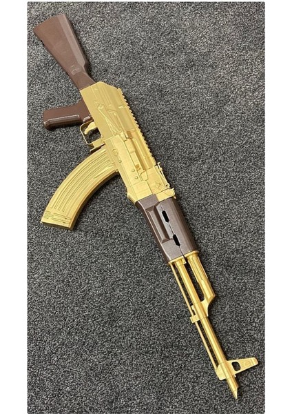 Ak-47 Gold Kalashnikov Dekor 1/1 Ölçek Gerçek Boy (Oyuncak Değildir Çalışmaz Dekordur)