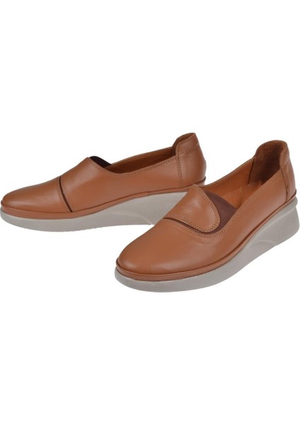 Deri Comfort Kadın Ayakkabı İZ-263 Taba