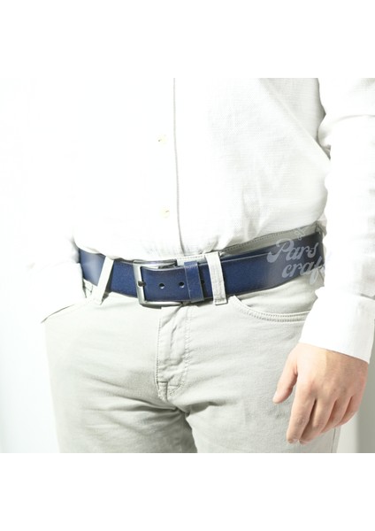 Parscraft Hakiki Manda Derisi Erkek Kemer 4,5 Cm Lacivert Kot Pantolon Spor Kemer modelleri