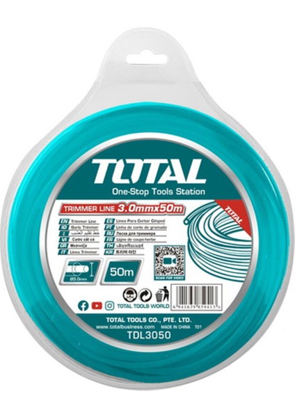 Motorlu Tırpan Düz Yuvarlak Misina 3.0 mm 50 Metre Çim Ot Biçme Teli Extra Güçlü Profesyonel