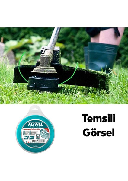 Motorlu Tırpan Düz Yuvarlak Misina 3.0 mm 50 Metre Çim Ot Biçme Teli Extra Güçlü Profesyonel