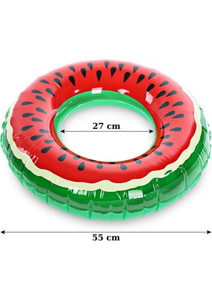 Karpuz Desenli Simit Şişme Deniz Havuz Simidi Çocuk Yüzme Simidi 55 cm