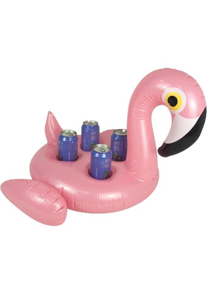 Dev Boy Flamingo Figürlü 4'lü Şişme Bardak Tutucu Havuz Partisi Şişme Bardaklık 55 cm