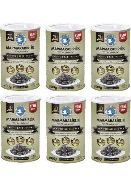 Premium 2xl Doğal Salamura Siyah Zeytin 800 gr Teneke x 6 Adet