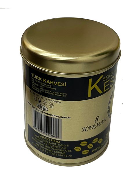 Gümülcine Kuru Kahve Sekiz Harman Keşan Teneke Kutu Türk Kahvesi 200GR