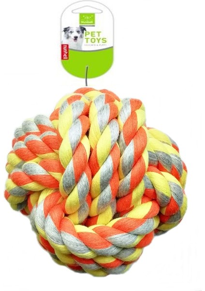 Orta ve Büyük Irk Için Düğümlü Diş Ipi Top Köpek Oyuncağı 8 cm