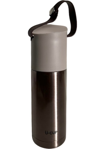 Stainless Steel Bardaklı Kayışlı Bronz 350 ml Günlük , Şık, Modern , Hediyelik Termos .