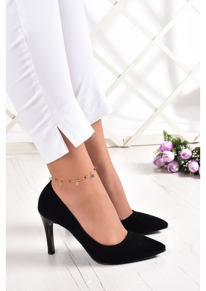 Gowa Siyah Süet Klasik Stiletto modelleri