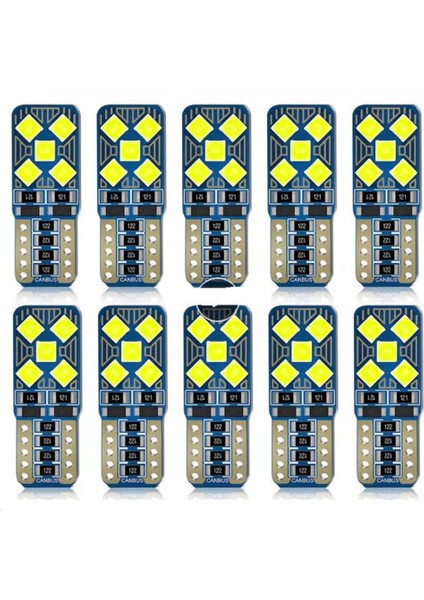 10 Adet T10 LED 10 Ledli Mini Yassı Park Plaka Tavan Bagaj Ledi Beyaz