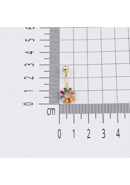 14 Ayar Renkli Taşlı Altın Göbek Piercing indirimleri